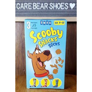 Scooby Doo Scooby Snacks Men's Crew Length Socks 3 Pair Size 9-12 New in Box